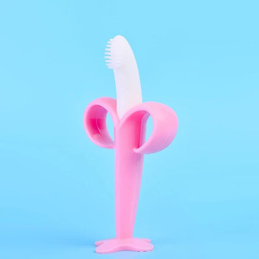 Anneau de Dentition - BananaChewBrush™ - Rose - Mini mordille