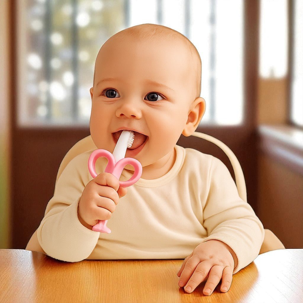 Anneau de Dentition - BananaChewBrush™ - Rose - Mini mordille