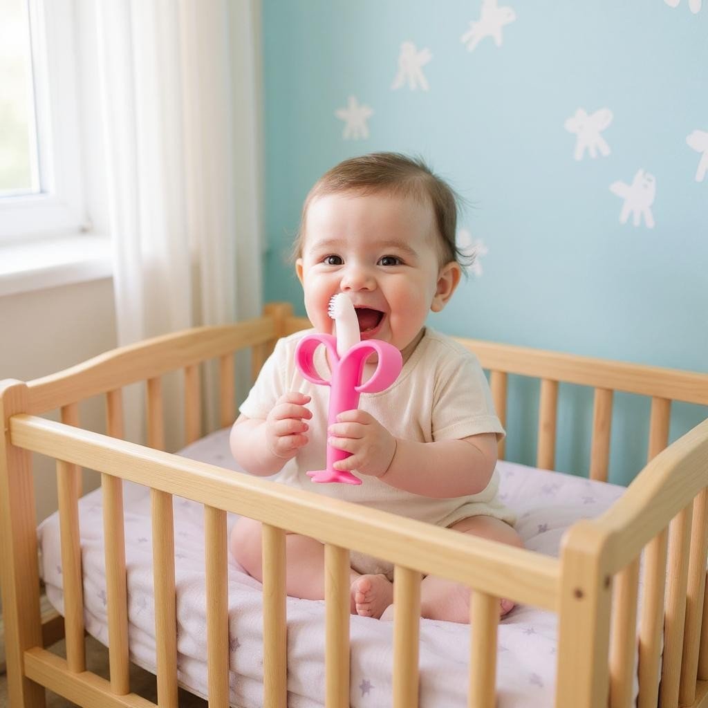 Anneau de Dentition - BananaChewBrush™ - Rose - Mini mordille