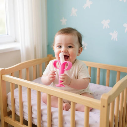 Anneau de Dentition - BananaChewBrush™ - Rose - Mini mordille