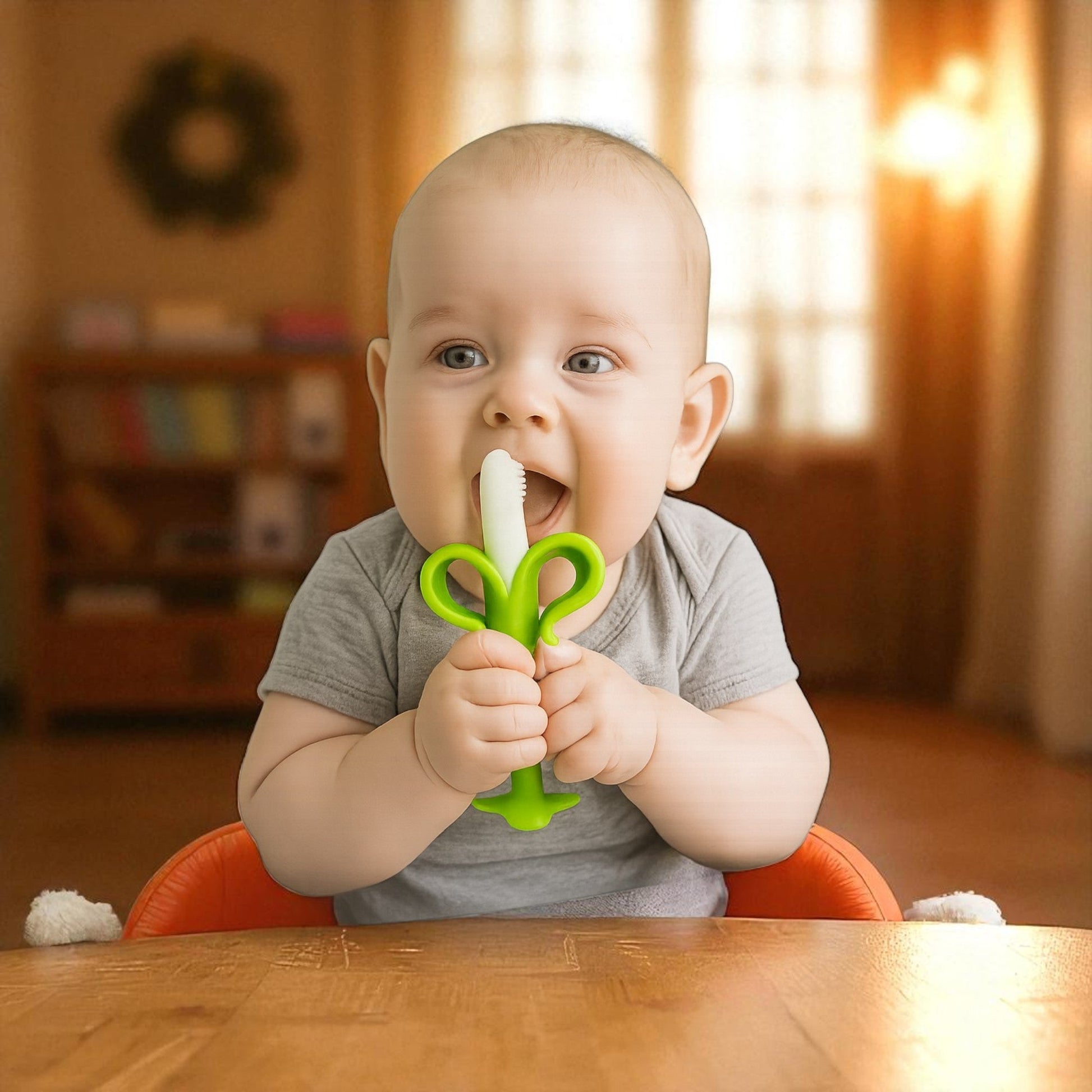 Anneau de Dentition - BananaChewBrush™ - Vert - Mini mordille