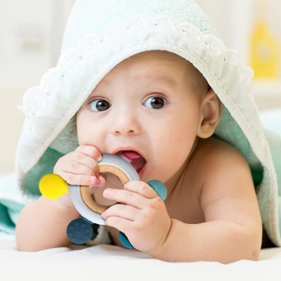 Anneau de dentition bébé | Apaisant 100% Silicone - Mini mordille