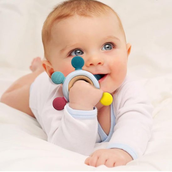 Anneau de dentition bébé | Apaisant 100% Silicone - Mini mordille