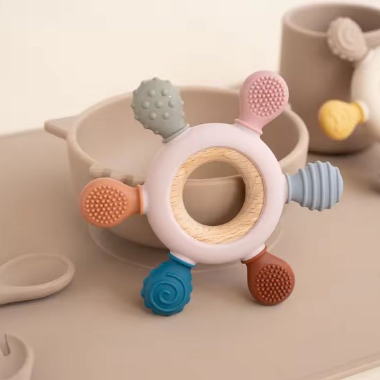 Anneau de dentition bébé | Apaisant 100% Silicone - Mini mordille