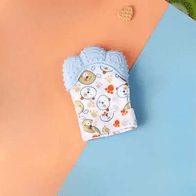 Gant de Dentition - TeethingSiliconeGloves™ - Bleu - Mini mordille