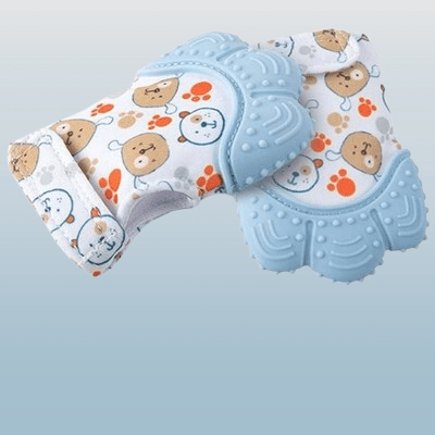 Gant de Dentition - TeethingSiliconeGloves™ - Bleu - Mini mordille