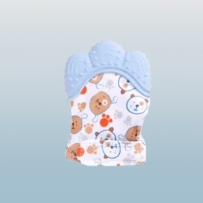 Gant de Dentition - TeethingSiliconeGloves™ - Bleu - Mini mordille