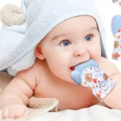 Gant de Dentition - TeethingSiliconeGloves™ - Bleu - Mini mordille