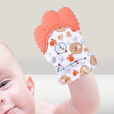 Gant de Dentition - TeethingSiliconeGloves™ - Orange - Mini mordille