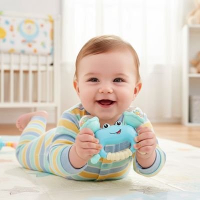 Hochet bébé | crabe sensoriel - Mini mordille