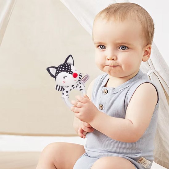 Hochet bébé | Naturel & Silicone - Mini mordille