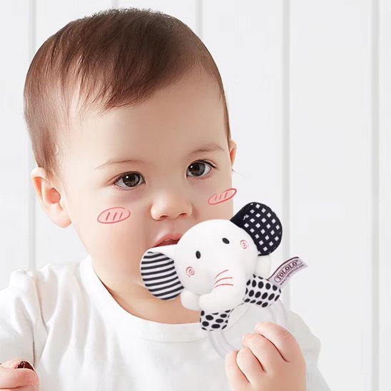 Hochet bébé | Naturel & Silicone - Mini mordille