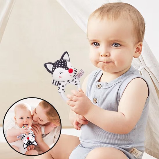 Hochet bébé | Naturel & Silicone - Mini mordille