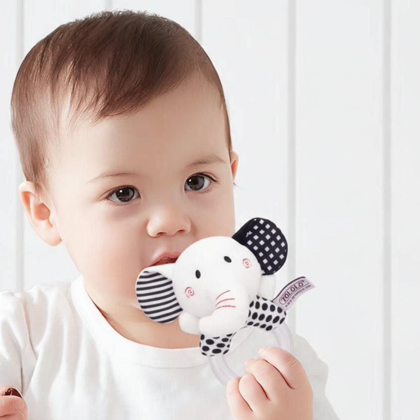 Hochet bébé | Naturel & Silicone - Mini mordille