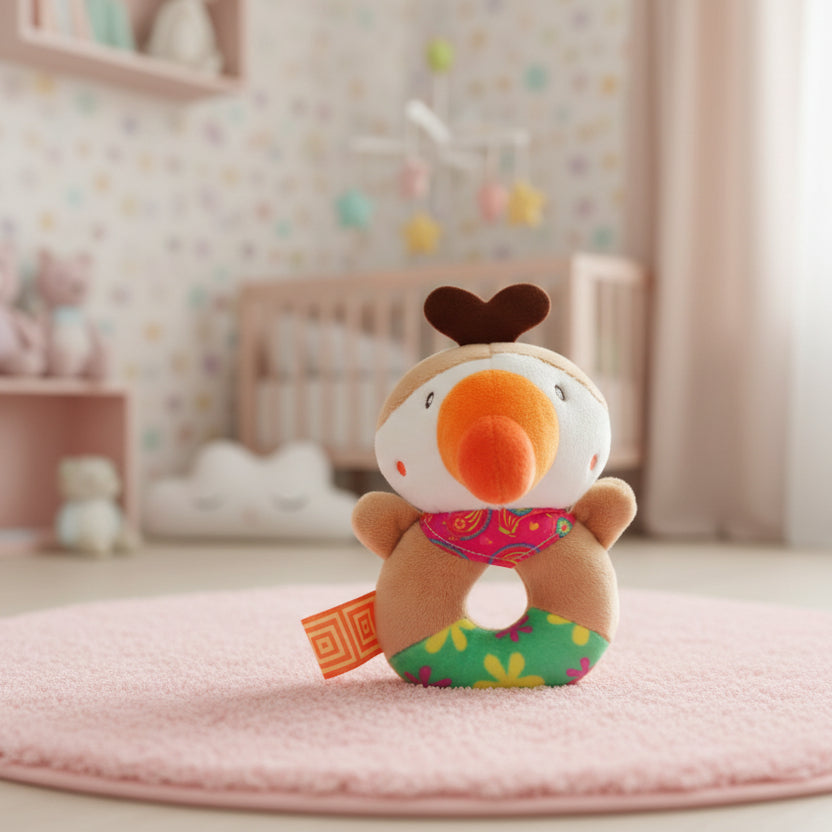 Hochet bébé | Naturel & Silicone - Mini mordille