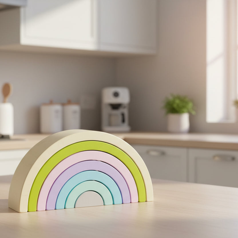 Jouet en Bois - RainbowBridge- Vert Mauve - Mini mordille