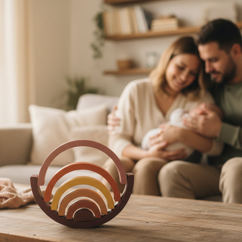 Jouet en Bois - parent avec bébé - Marron - Mini mordille