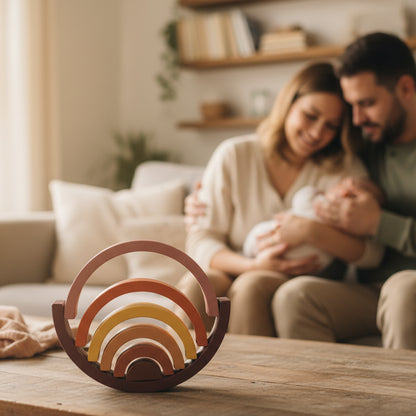 Jouet en Bois - parent avec bébé - Marron - Mini mordille