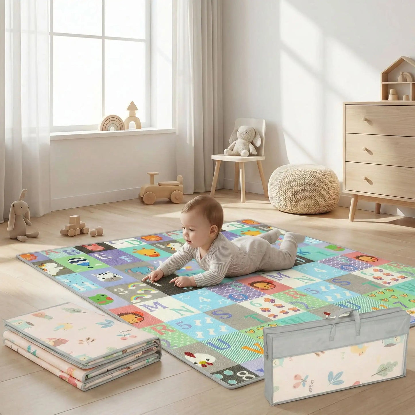 Tapis d'éveil réversible imperméable | ÉduSafe - Mini mordille